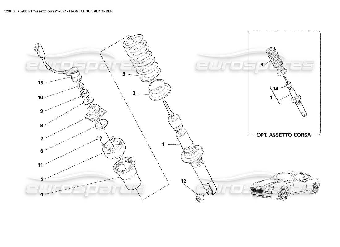 Maserati 3200 GT/GTA/Assetto Corsa Vorderer Stoßdämpfer Teildiagramm