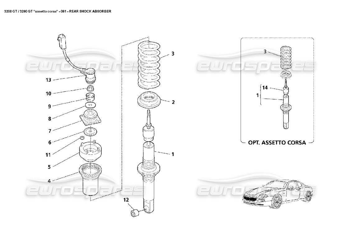 Maserati 3200 GT/GTA/Assetto Corsa Hinterer Stoßdämpfer Teildiagramm