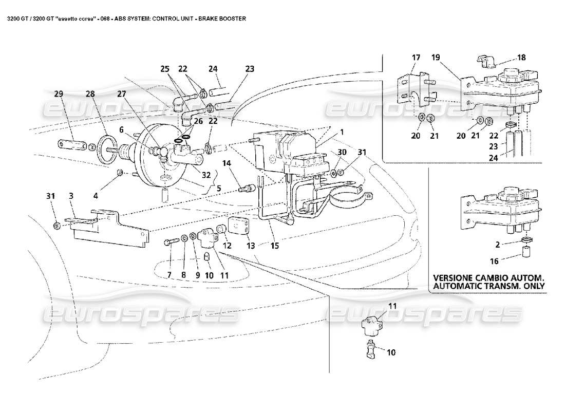Maserati 3200 GT/GTA/Assetto Corsa ABS: ECU & Servo Teildiagramm