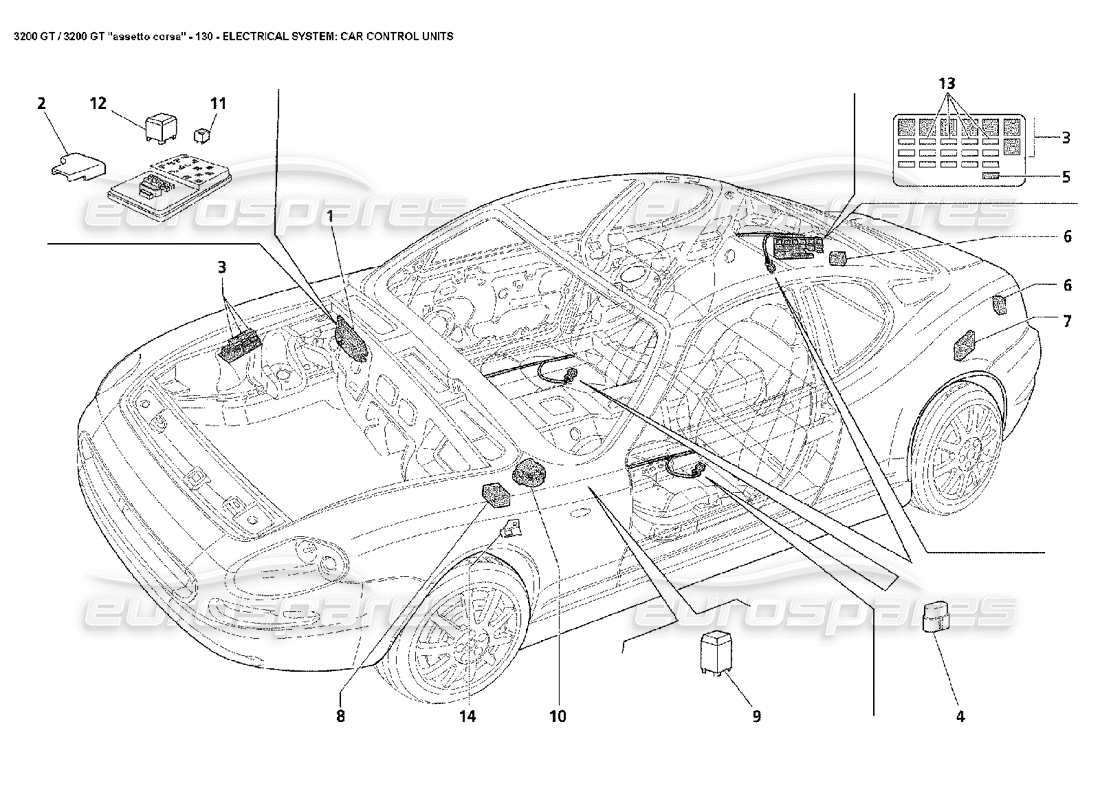 Maserati 3200 GT/GTA/Assetto Corsa Elektrik: Kfz-Steuergeräte Teildiagramm