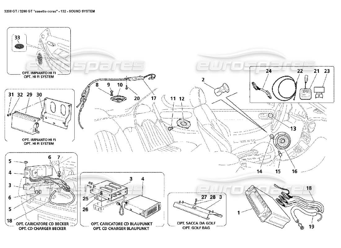 Maserati 3200 GT/GTA/Assetto Corsa Soundsystem Teilediagramm