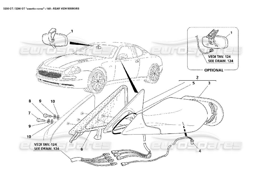 Maserati 3200 GT/GTA/Assetto Corsa Rückspiegel Teildiagramm