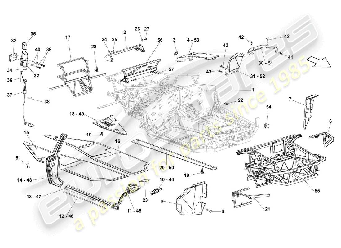Lamborghini Reventon Rahmen Teilediagramm