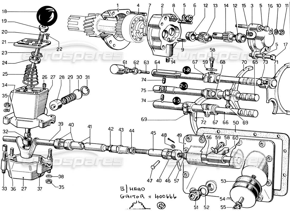 Ferrari 365 GTB4 Daytona (1969) Gearbox Controls & Oil Pump Teilediagramm