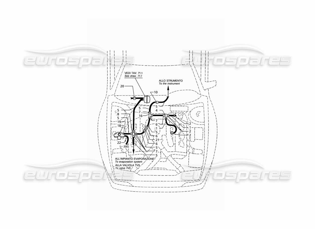 Maserati Ghibli 2.8 (ABS) Vakuumsystem (Linkslauf), Teilediagramm