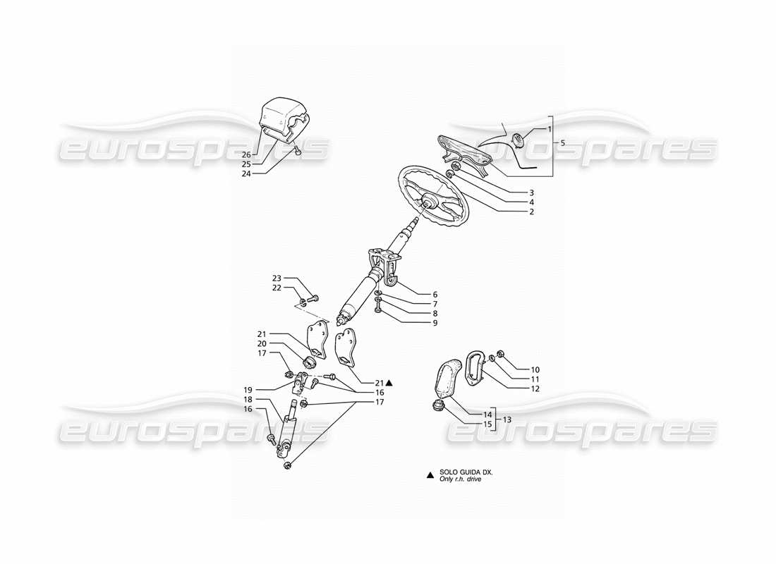 Maserati Ghibli 2.8 (ABS) Lenksäule und Rad Teilediagramm