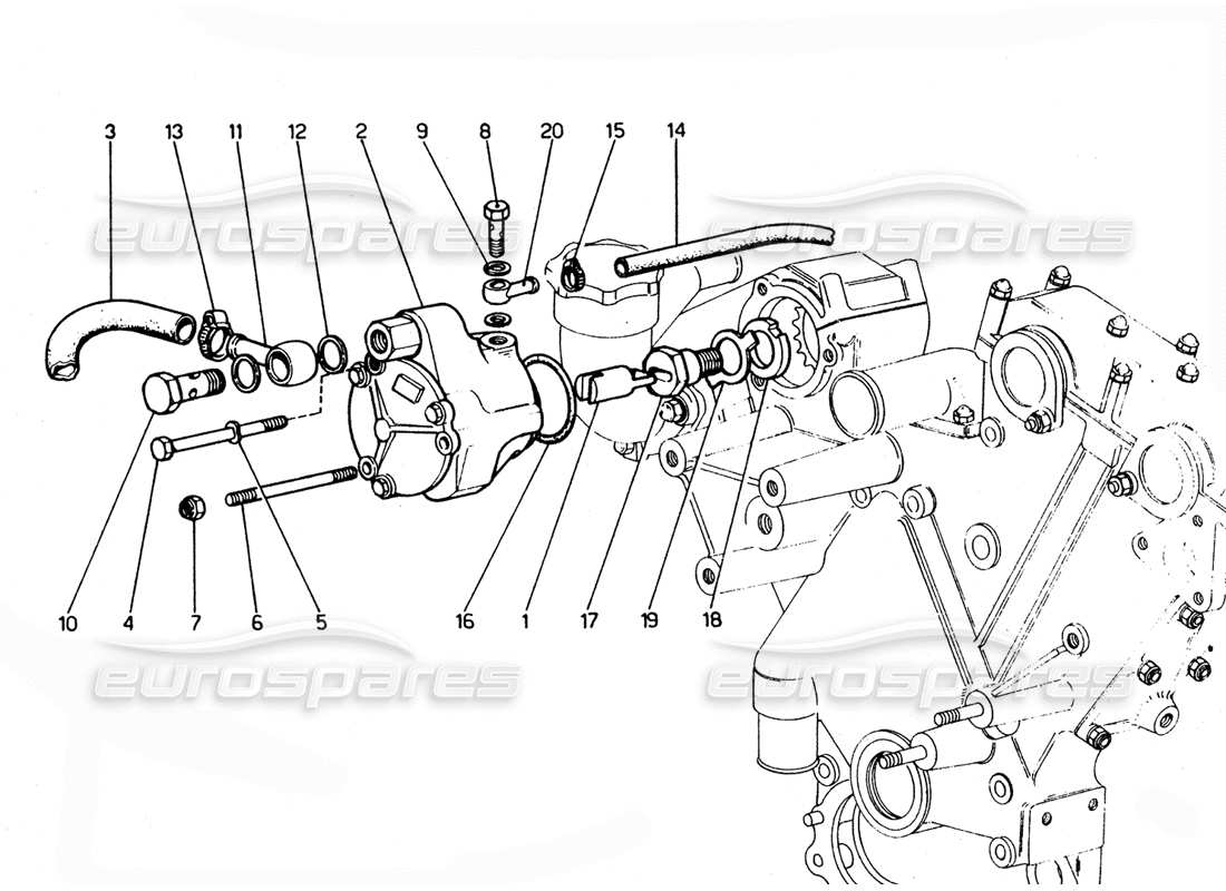 Ferrari 365 GTC4 (Mechanisch) Bremsvakuumpumpe Teilediagramm