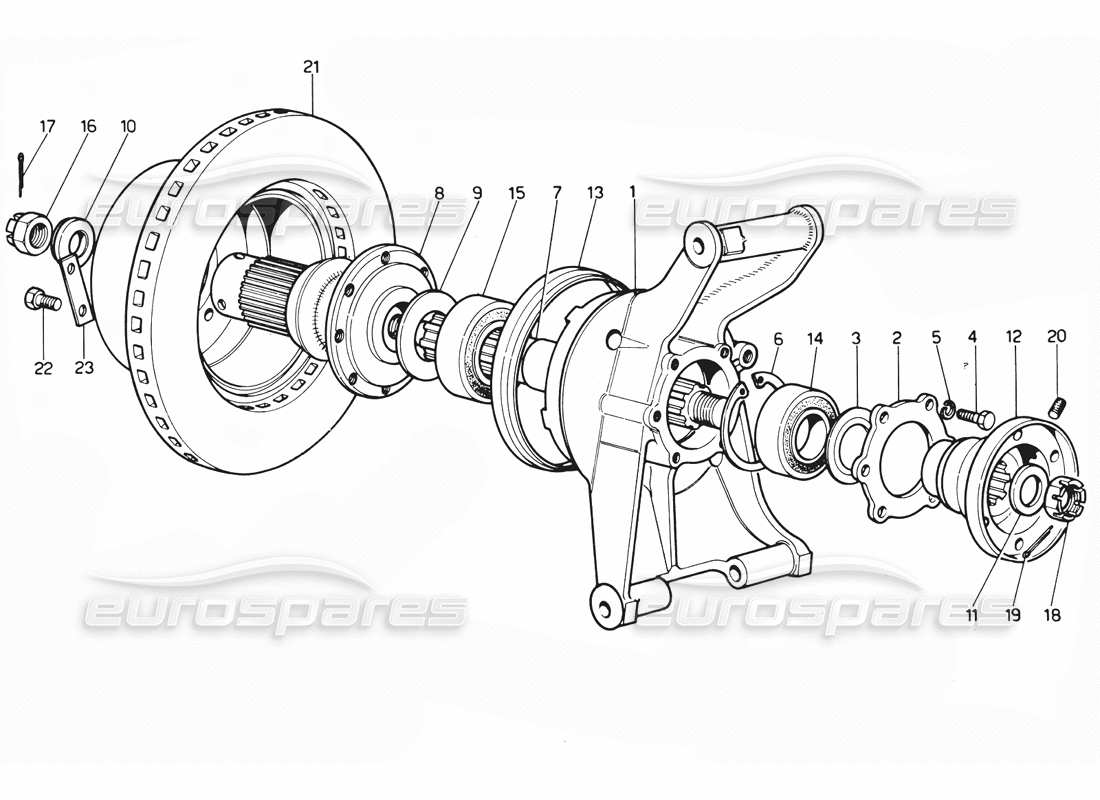 Ferrari 365 GTC4 (Mechanisch) Rear suspension & brake disc Teilediagramm