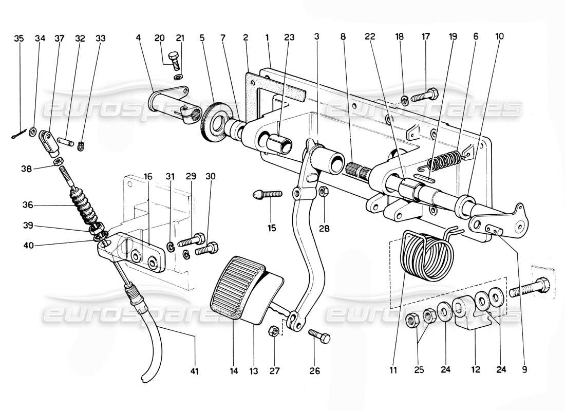 Ferrari 365 GTC4 (Mechanisch) Kupplung Pedal (RHD) Teilediagramm