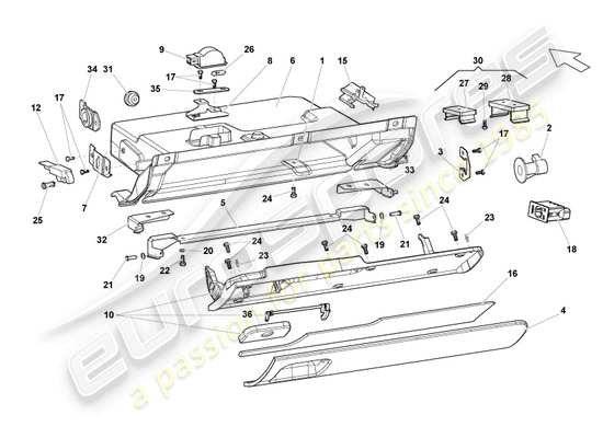 a part diagram from the Lamborghini LP560-4 Spider (2013) parts catalogue