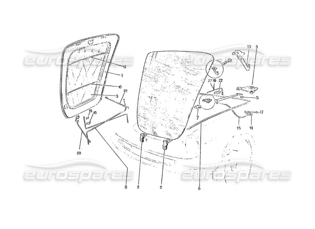 Ferrari 275 (Pininfarina-Karosserie) Cofano Mobile Group Teilediagramm