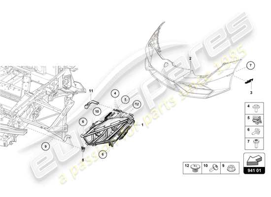 a part diagram from the Lamborghini Evo Spyder (2021) parts catalogue