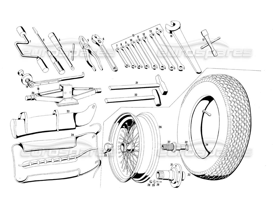 Maserati QTP.V8 4.7 (S1 & S2) 1967 Werkzeuge und Zubehör Teildiagramm