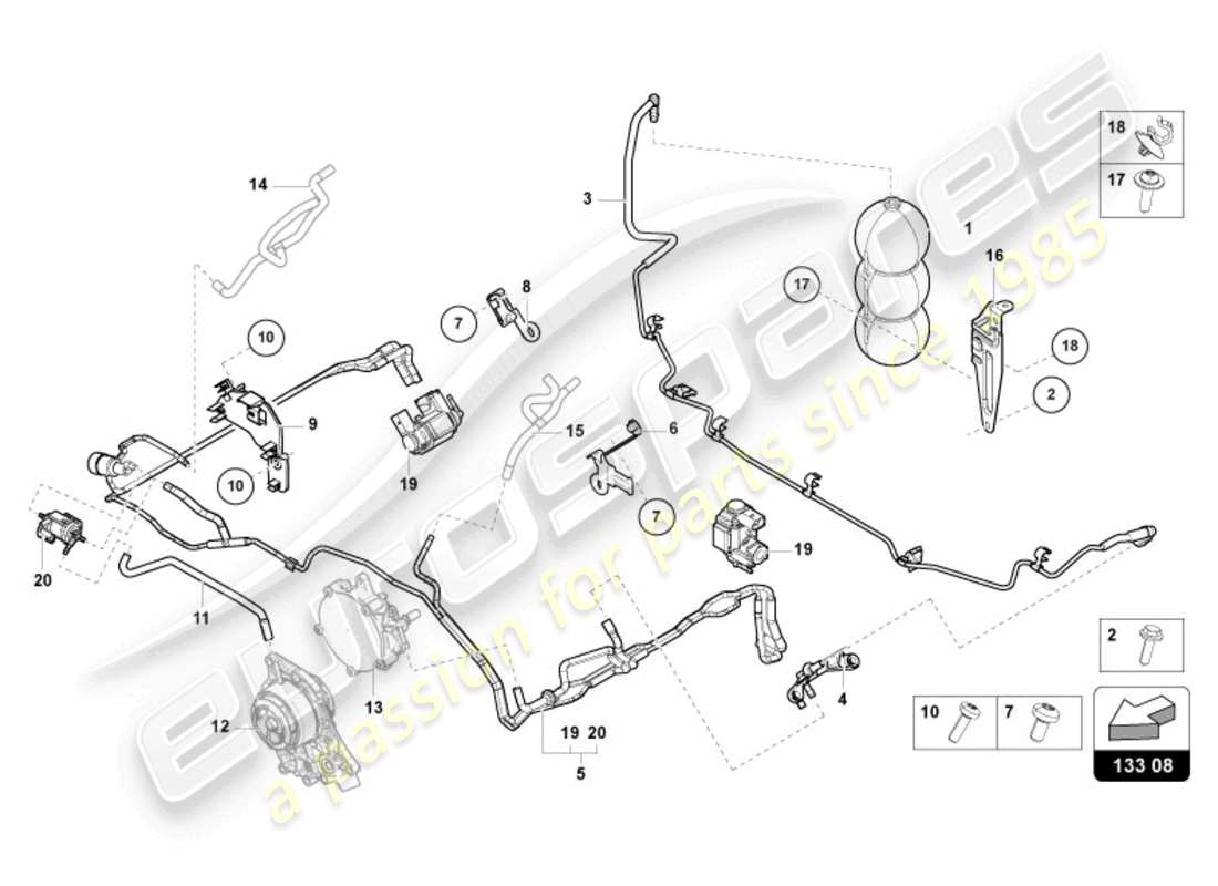 Lamborghini Urus (2020) Vakuumsystem Teilediagramm