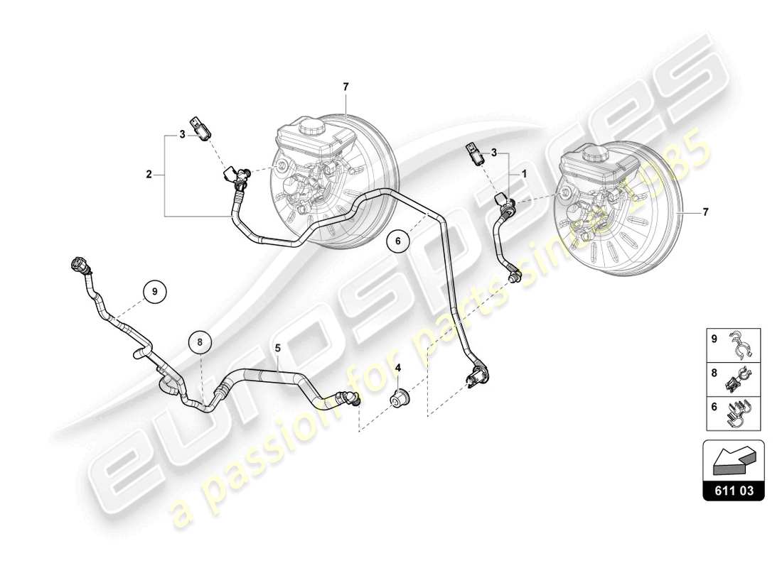 Lamborghini Urus (2020) VAKUUMSCHLÄUCHE FÜR BREMSSERVO Teilediagramm