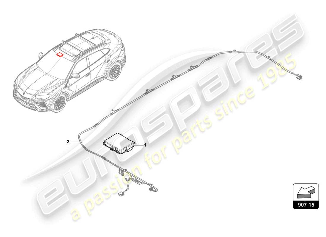 Lamborghini Urus (2020) STEUERGERÄT FÜR ELEKTRISCHE SCHIEBEDACHSTEUERUNGEN Teilediagramm