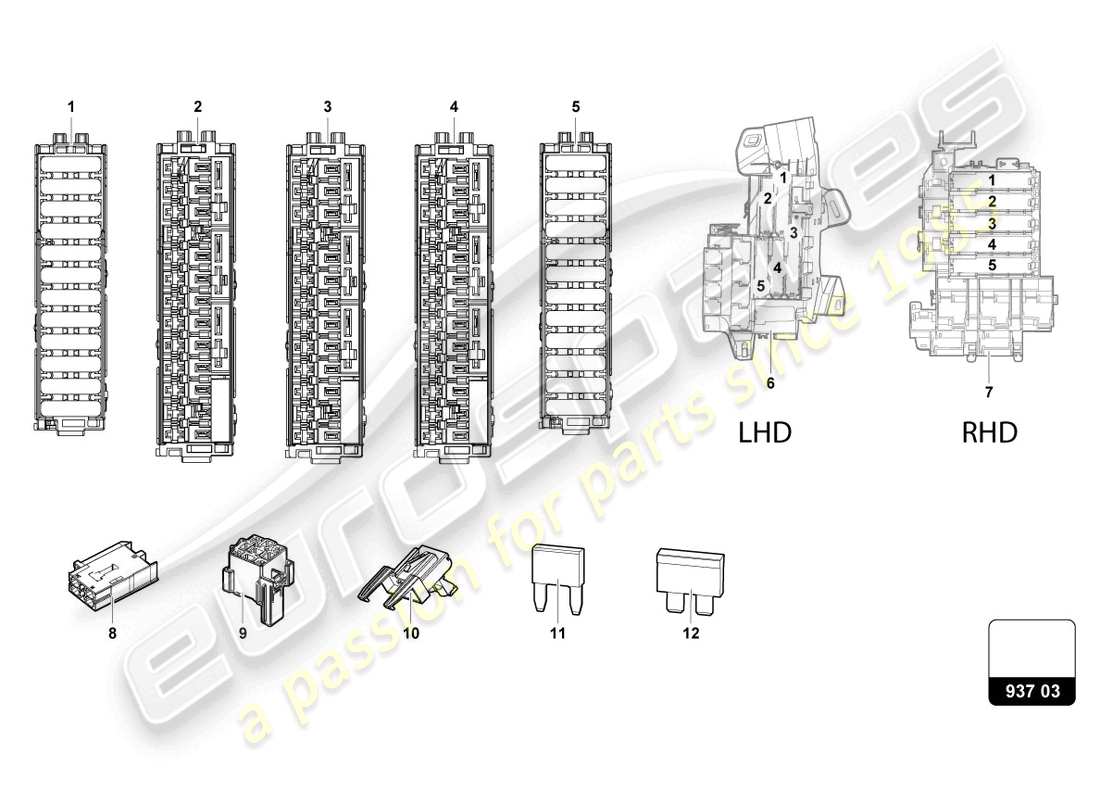 Lamborghini Urus (2020) SICHERUNGEN FAHRERSEITE Teilediagramm