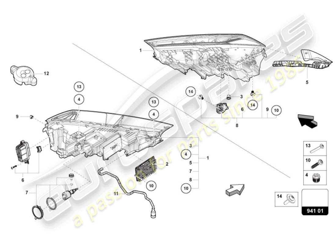 Lamborghini Urus (2020) LED-SCHEINWERFER Teilediagramm