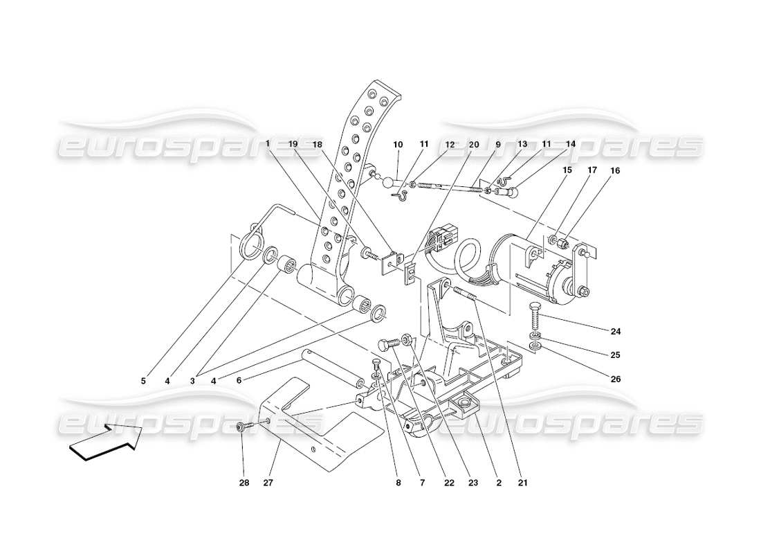 Ferrari 430 Herausforderung (2006) Elektronisches Gaspedal Teilediagramm
