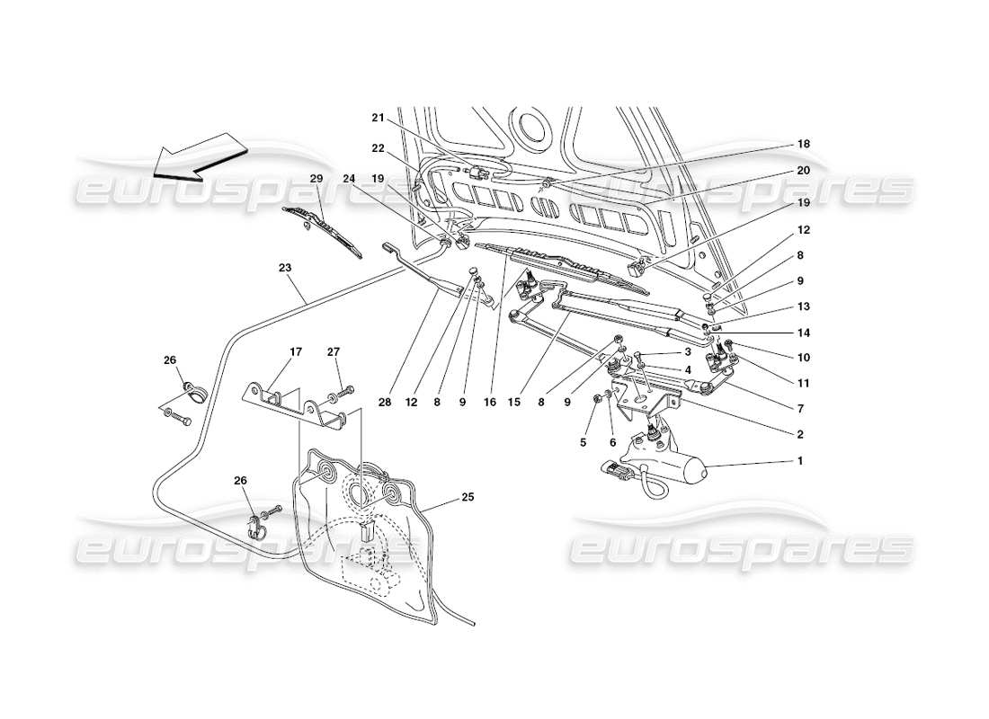 Ferrari 430 Herausforderung (2006) Windschutzscheiben- und Scheibe Teilediagramm