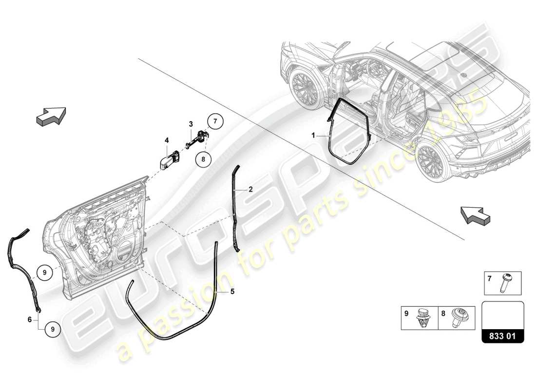 Lamborghini Urus (2021) Türdichtung hinten Teildiagramm