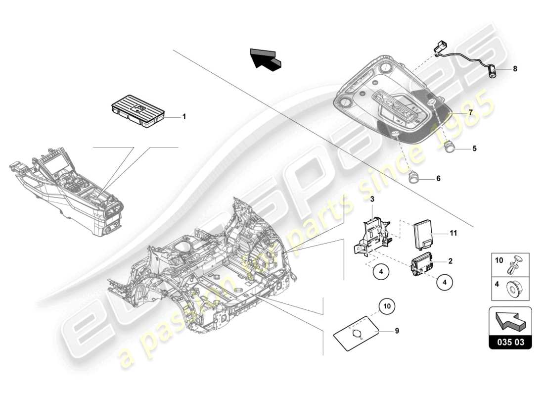 Lamborghini Urus (2019) ELEKTRISCHE TEILE FÜR DIE HANDYVORBEREITUNG Teildiagramm