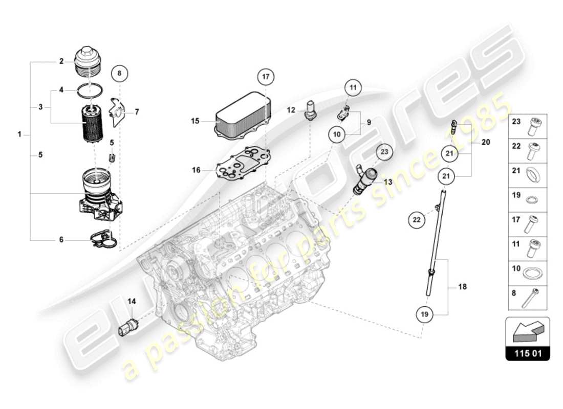 Lamborghini Urus (2019) ÖLFILTERELEMENT Teildiagramm