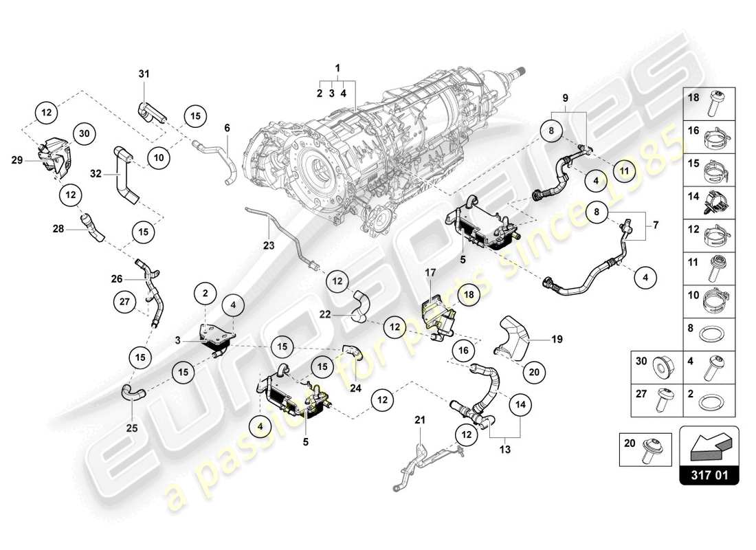 Lamborghini Urus (2019) KÜHLSYSTEM FÜR GETRIEBEÖL Teildiagramm