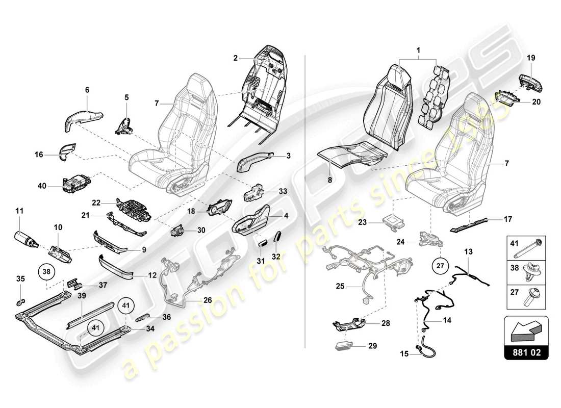 Lamborghini Urus (2019) SITZ, VORNE GETEILT Teildiagramm