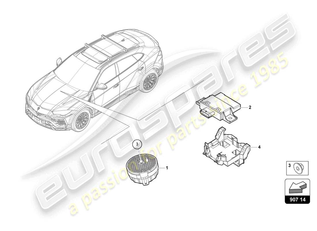 Lamborghini Urus (2019) ELEKTRISCHE TEILE FÜR DIE ERZEUGUNG VON MOTORGERÄUSCHEN Teildiagramm