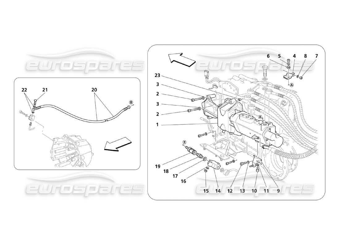 Maserati QTP. (2003) 4.2 Hydraulische Steuerungen für F1-Getriebe Teildiagramm