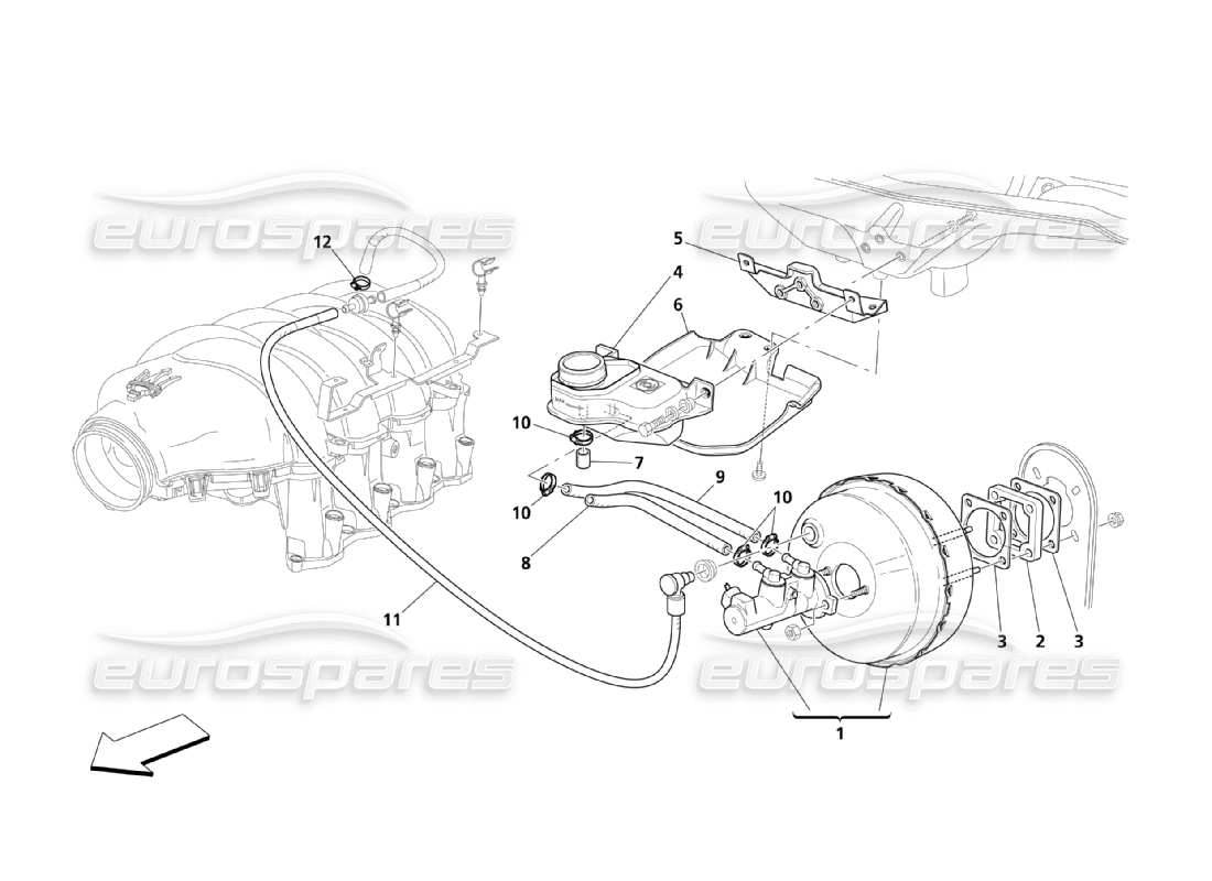 Maserati QTP. (2003) 4.2 Bremskraftverstärkersystem Teilediagramm