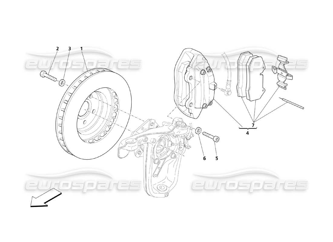 Maserati QTP. (2003) 4.2 Bremsteile für Vorderräder Teildiagramm