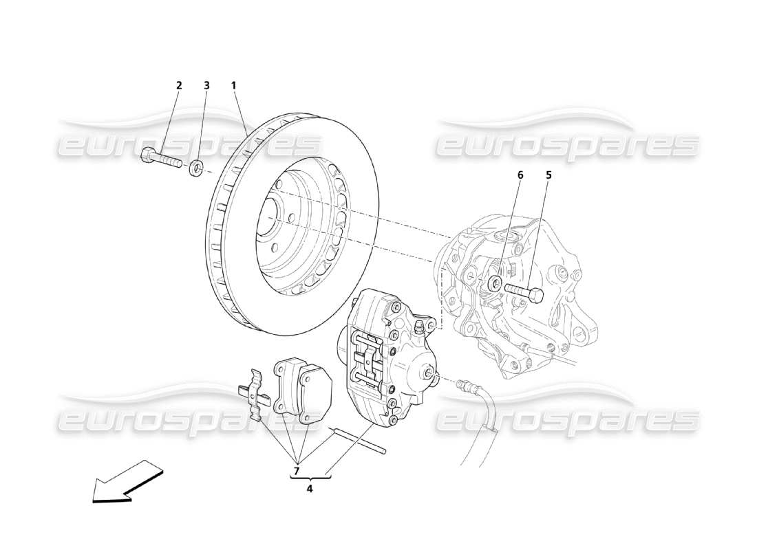 Maserati QTP. (2003) 4.2 Bremsteile für Hinterräder Teildiagramm