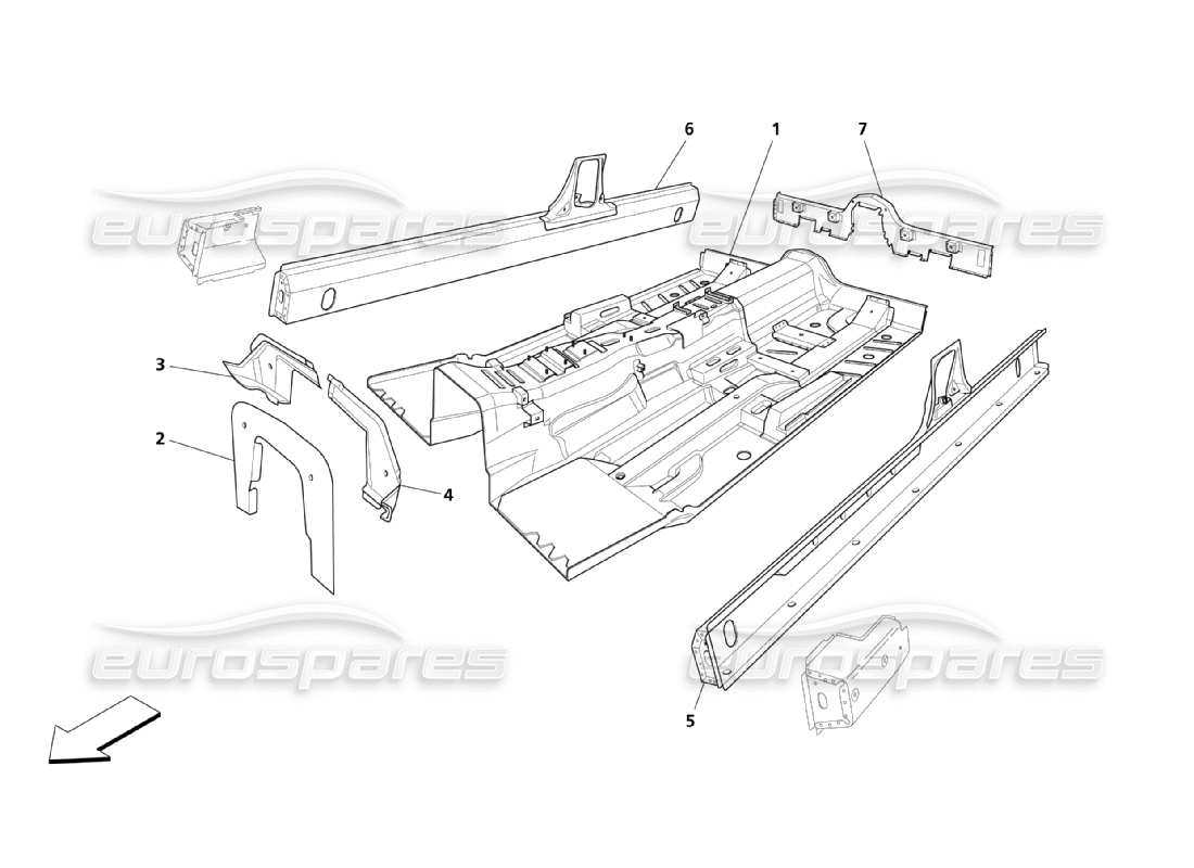 Maserati QTP. (2003) 4.2 Zentrale Strukturteile Teildiagramm