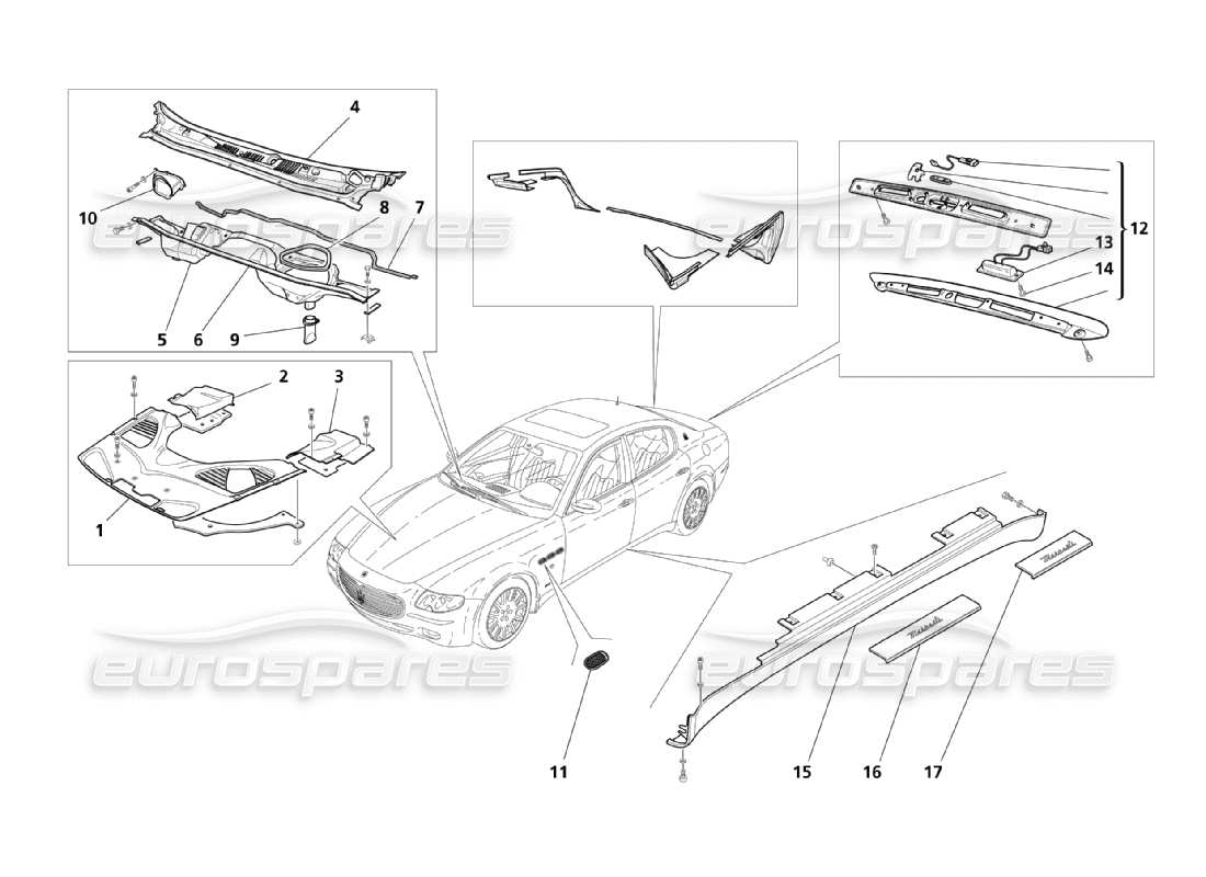 Maserati QTP. (2003) 4.2 Schilde, Formteile und Abdeckungen Teildiagramm