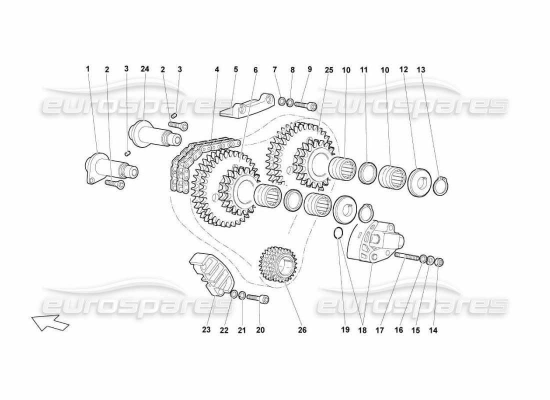 Lamborghini Murcielago LP670 Kopf-Timing-System Teilediagramm
