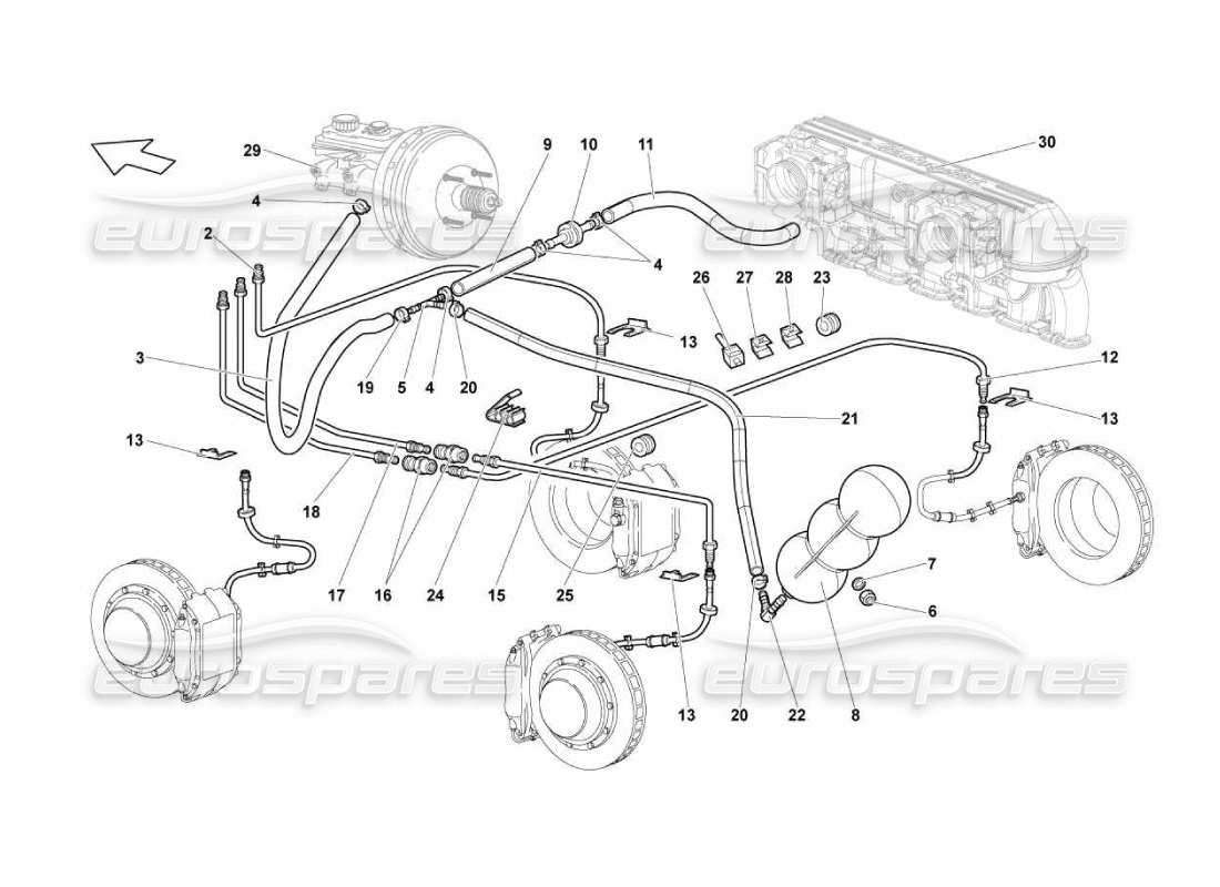 Lamborghini Murcielago LP670 Bremssystem Teildiagramm