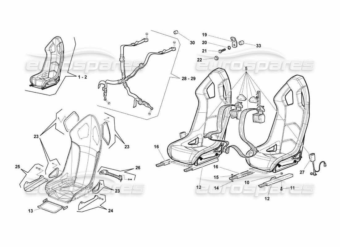 Lamborghini Murcielago LP670 Sportsitze Teildiagramm