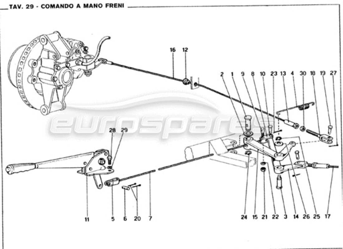 Ferrari 246 GT Series 1 Handbremssteuerung Teilediagramm