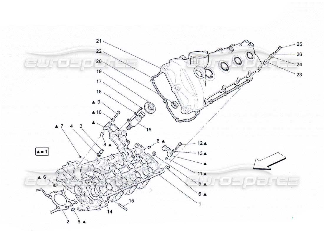 Maserati QTP. (2010) 4.2 Linker Zylinderkopf Teildiagramm