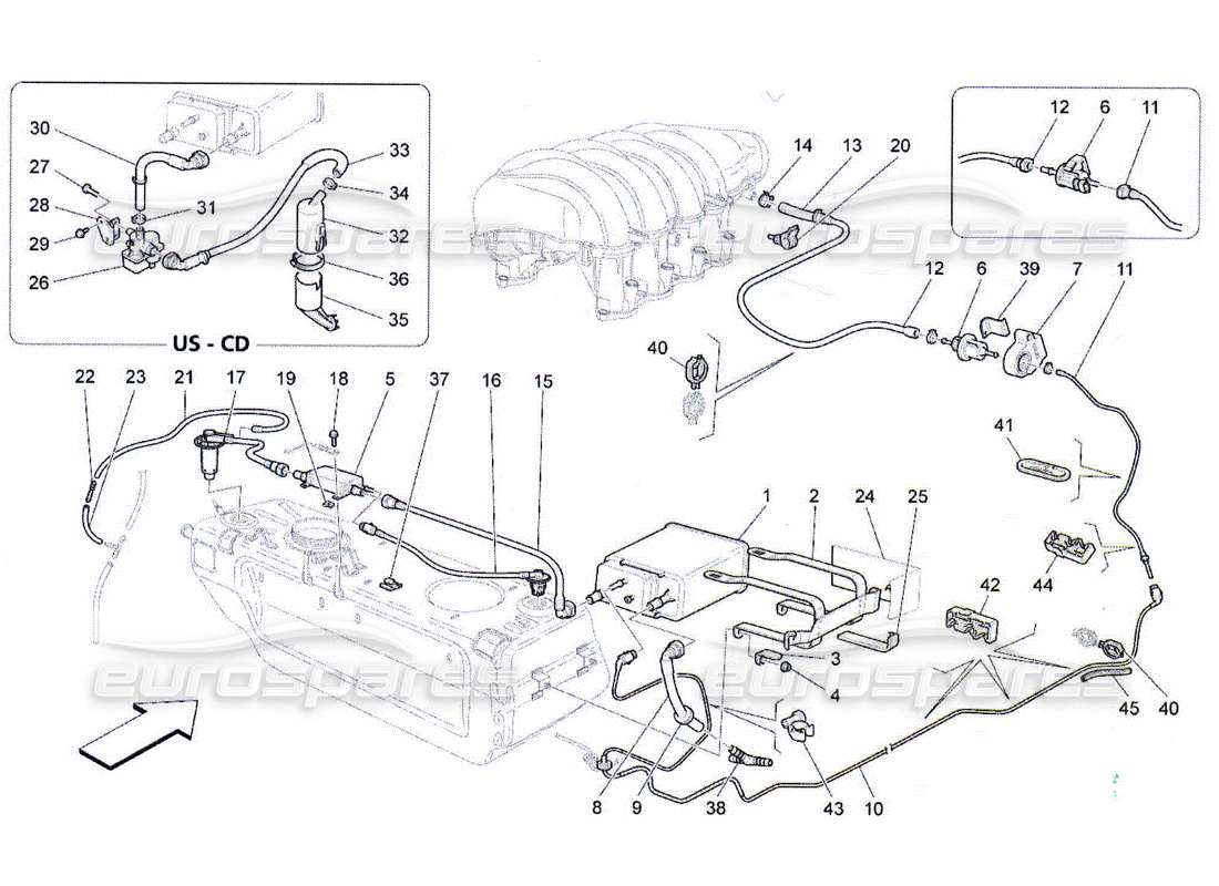 Maserati QTP. (2010) 4.2 KRAFTSTOFFDAMPF-REZIRKULATIONSSYSTEM Teildiagramm