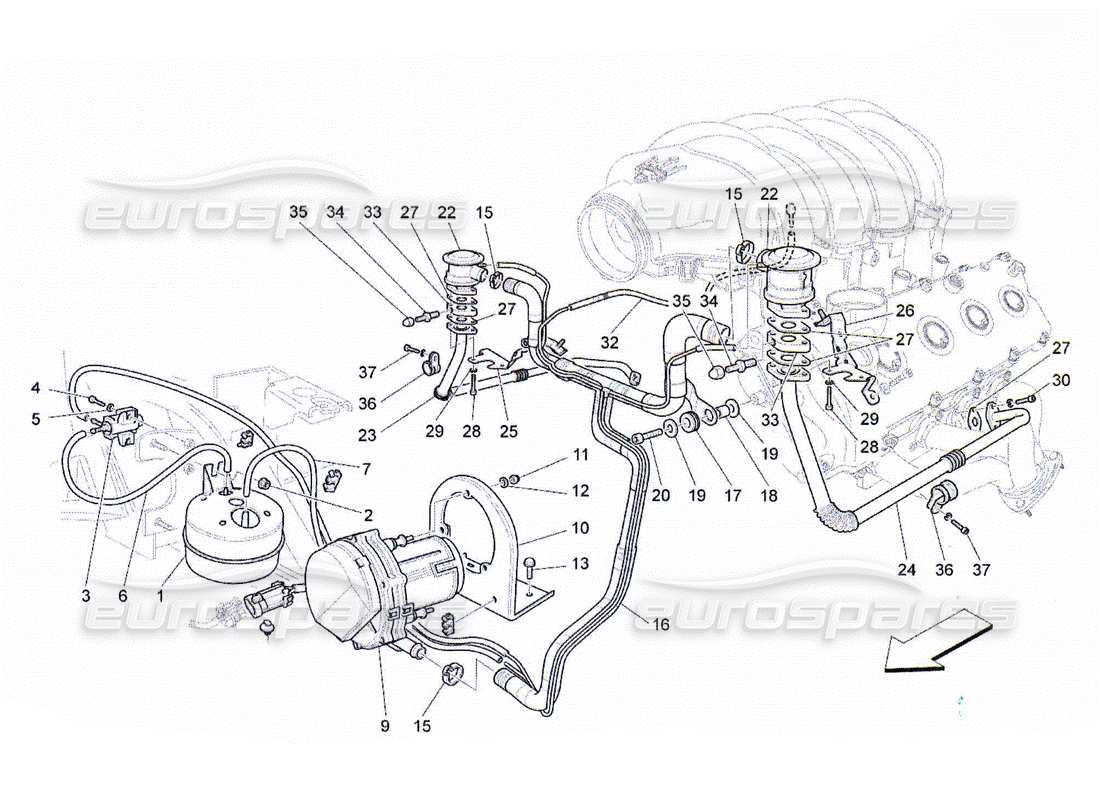 Maserati QTP. (2010) 4.2 zusätzliches Luftsystem Teildiagramm