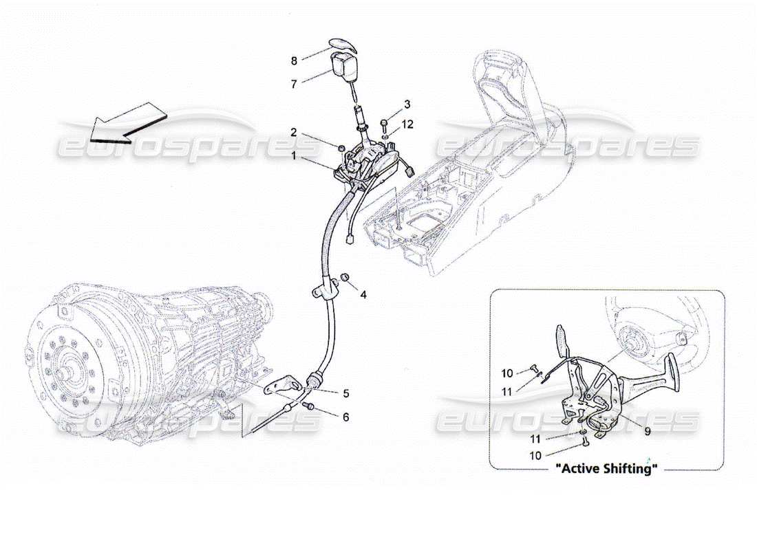 Maserati QTP. (2010) 4.2 Fahrersteuerung für Automatikgetriebe Teildiagramm