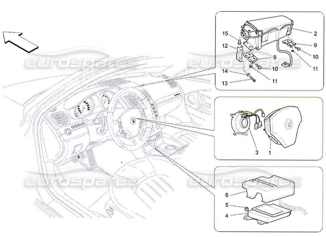 Maserati QTP. (2010) 4.2 FRONT-AIRBAG-SYSTEM Teildiagramm