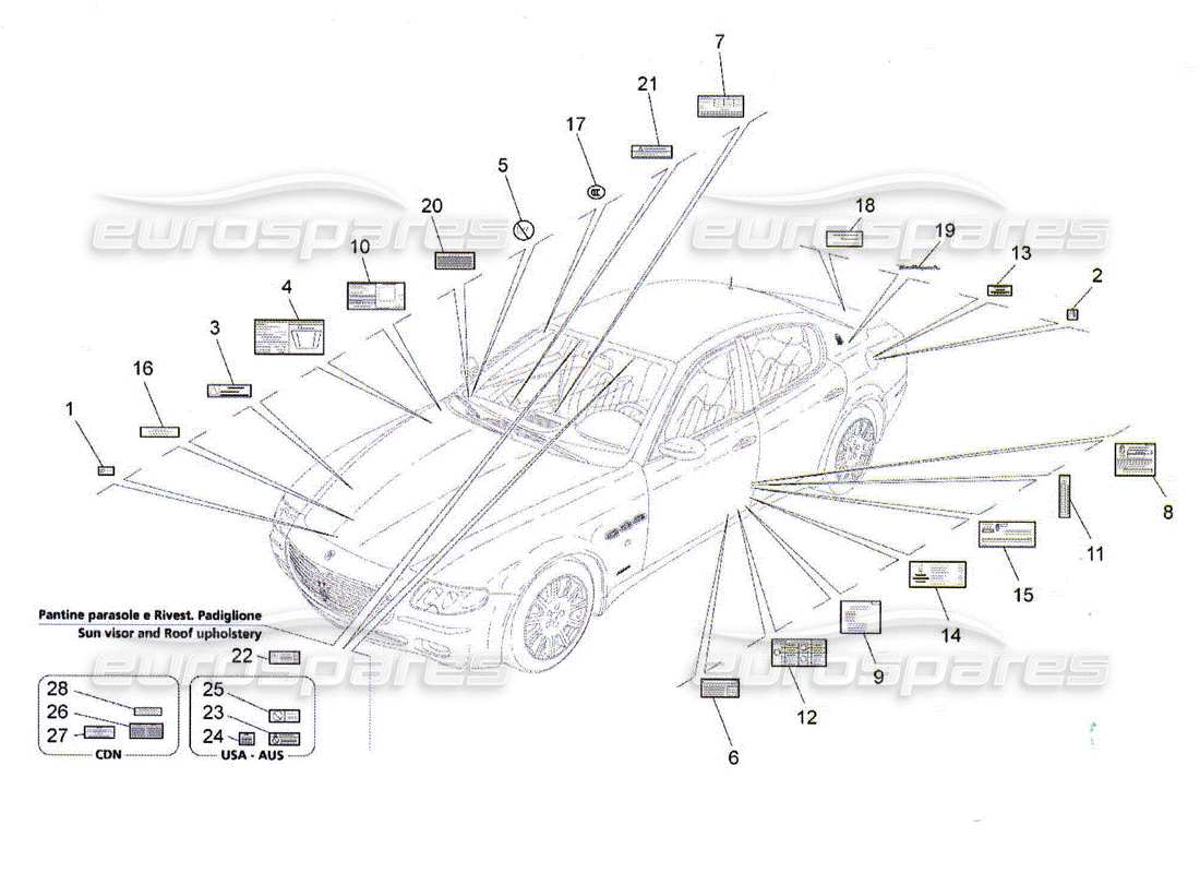 Maserati QTP. (2010) 4.2 AUFKLEBER UND ETIKETTEN Teildiagramm