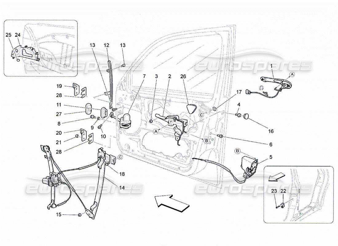 Maserati QTP. (2010) 4.2 HAUSTÜREN: MECHANISMEN Teildiagramm