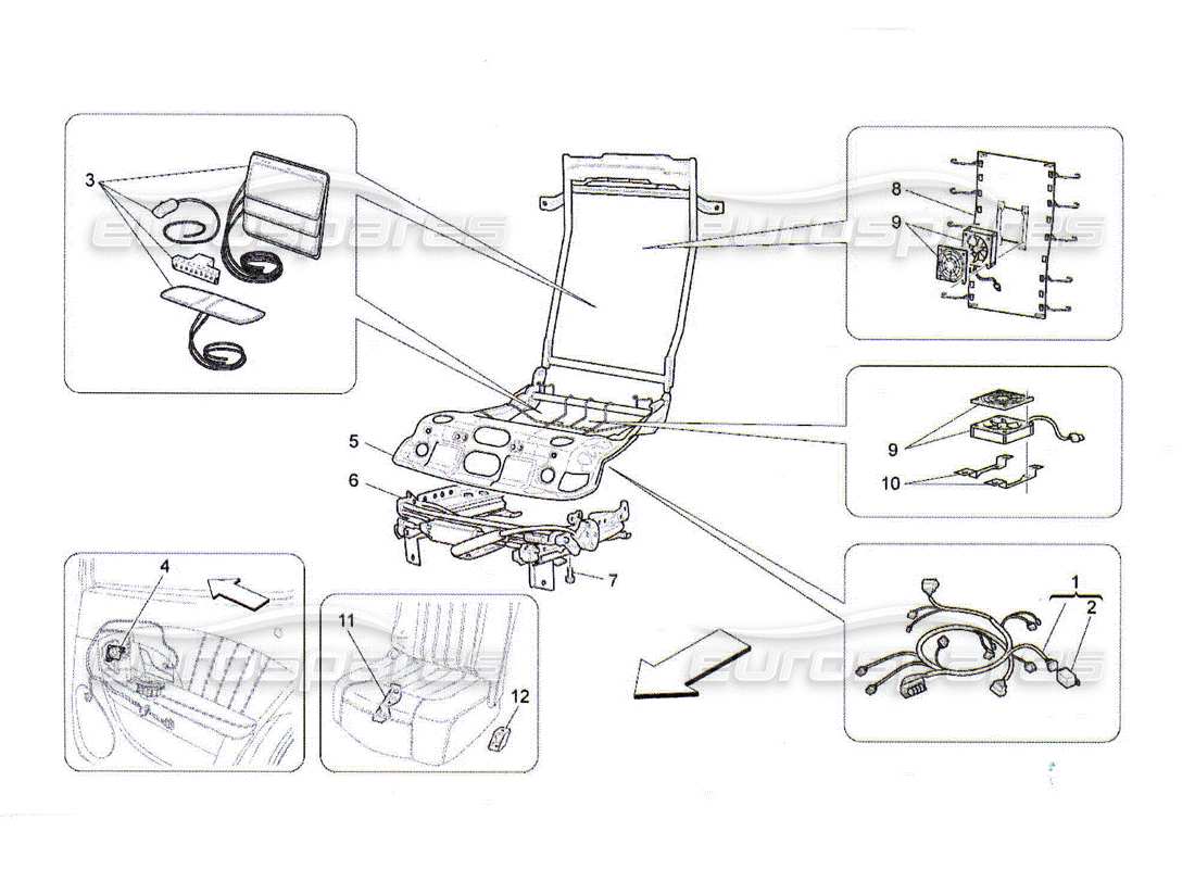 Maserati QTP. (2010) 4.2 RÜCKSITZE: MECHANIK UND ELEKTRONIK Teildiagramm