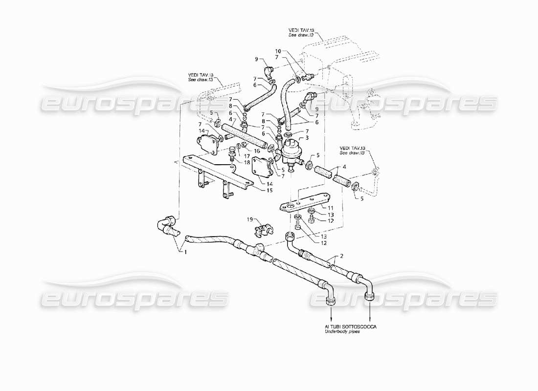 Maserati QTP V8 (1998) Ansaugkrümmer und Einspritzsystem Teildiagramm