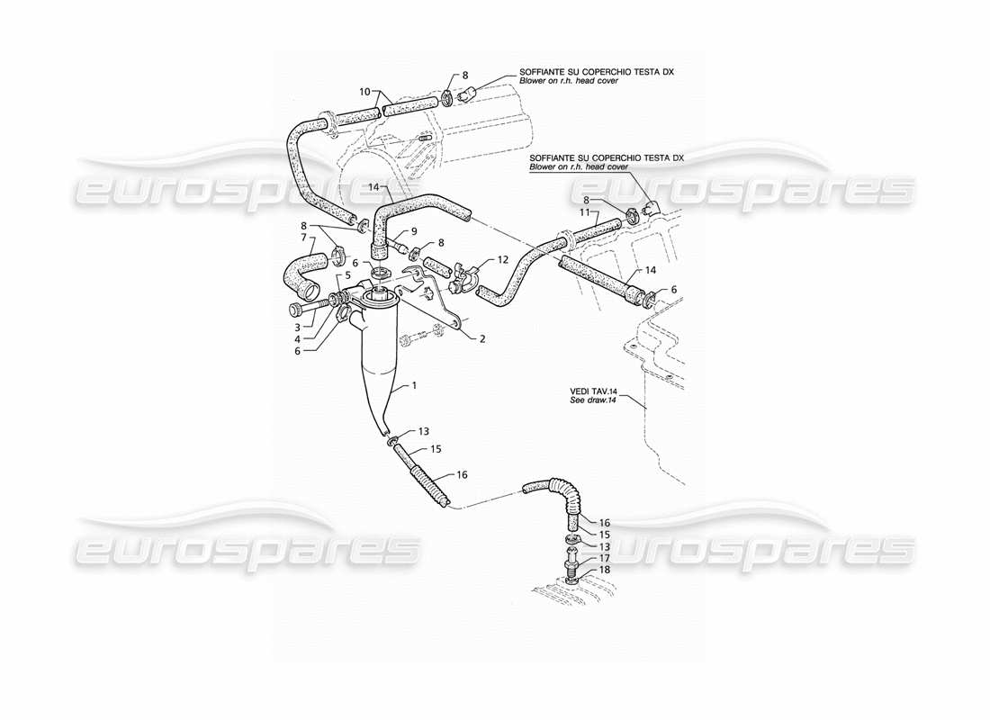 Maserati QTP V8 (1998) Rückgewinnung von Öldämpfen Teildiagramm